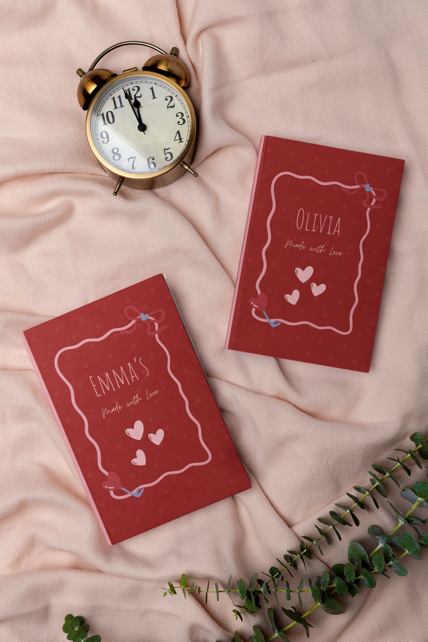 Personalized Heart Frame Hardcover Journal – Custom Red Love Notebook