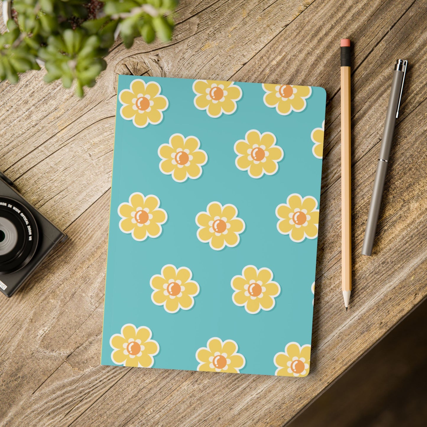Turquoise Floral Softcover Journal