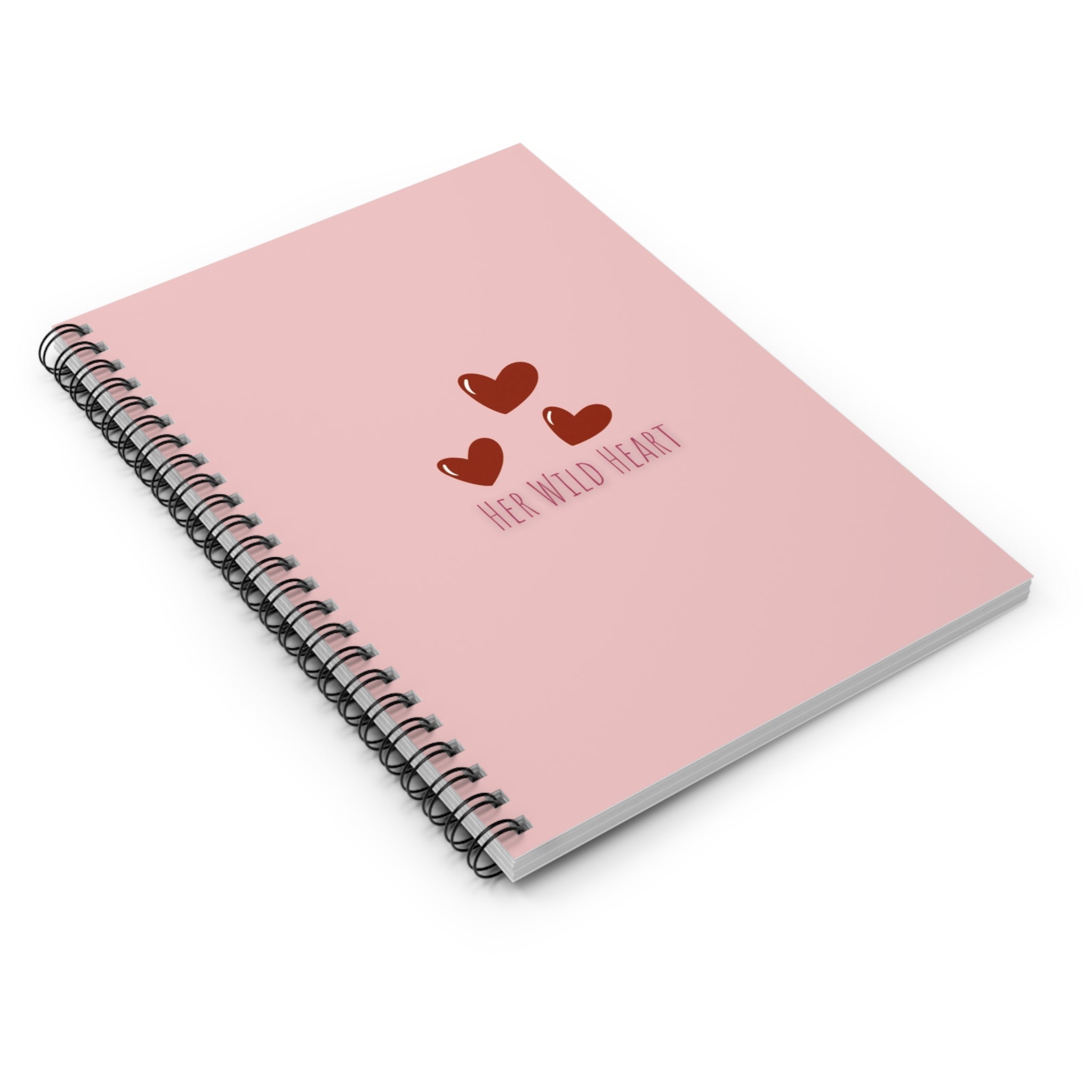 Her Wild Heart Pink Spiral Notebook — Ruled Journal with Heart Design