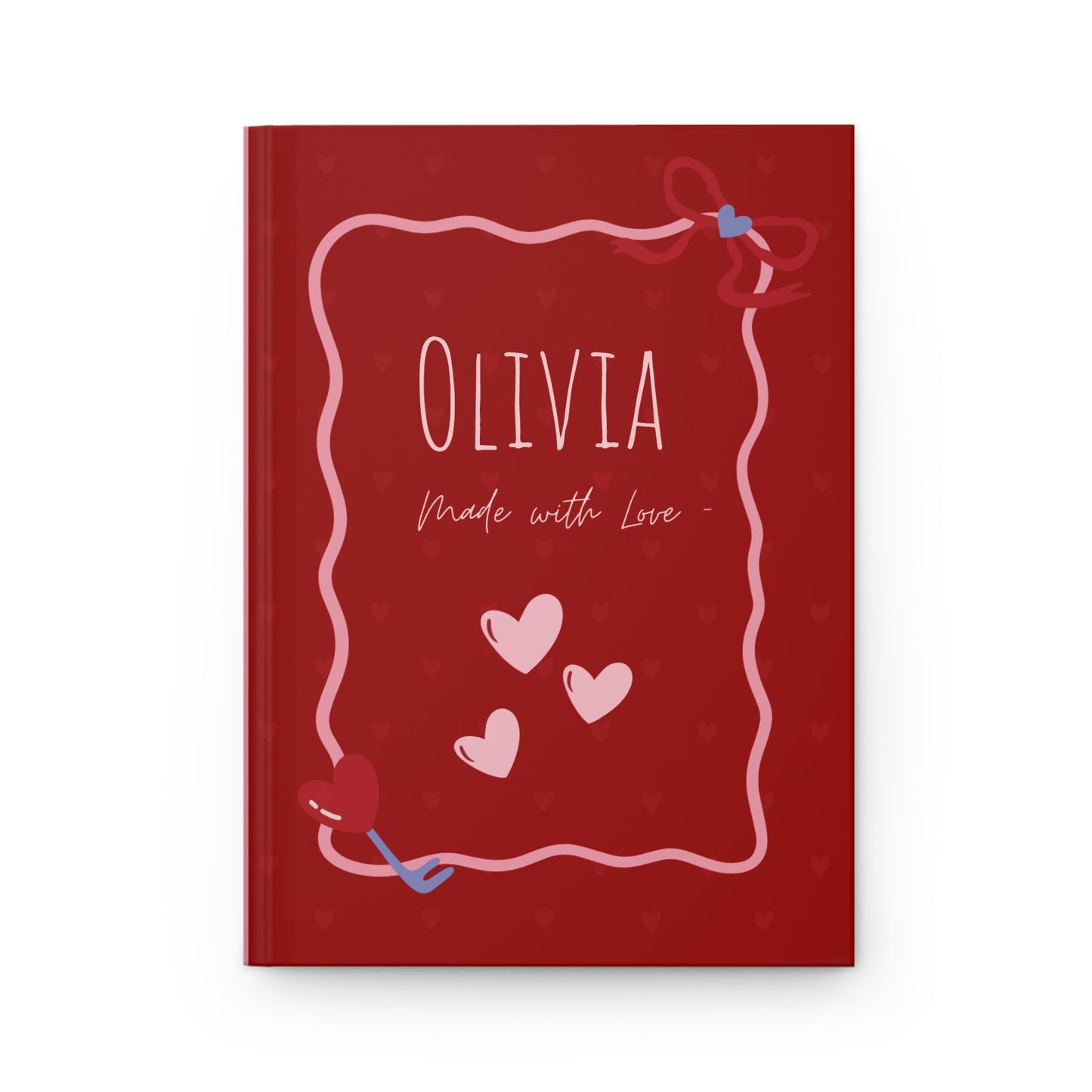 Personalized Heart Frame Hardcover Journal – Custom Red Love Notebook