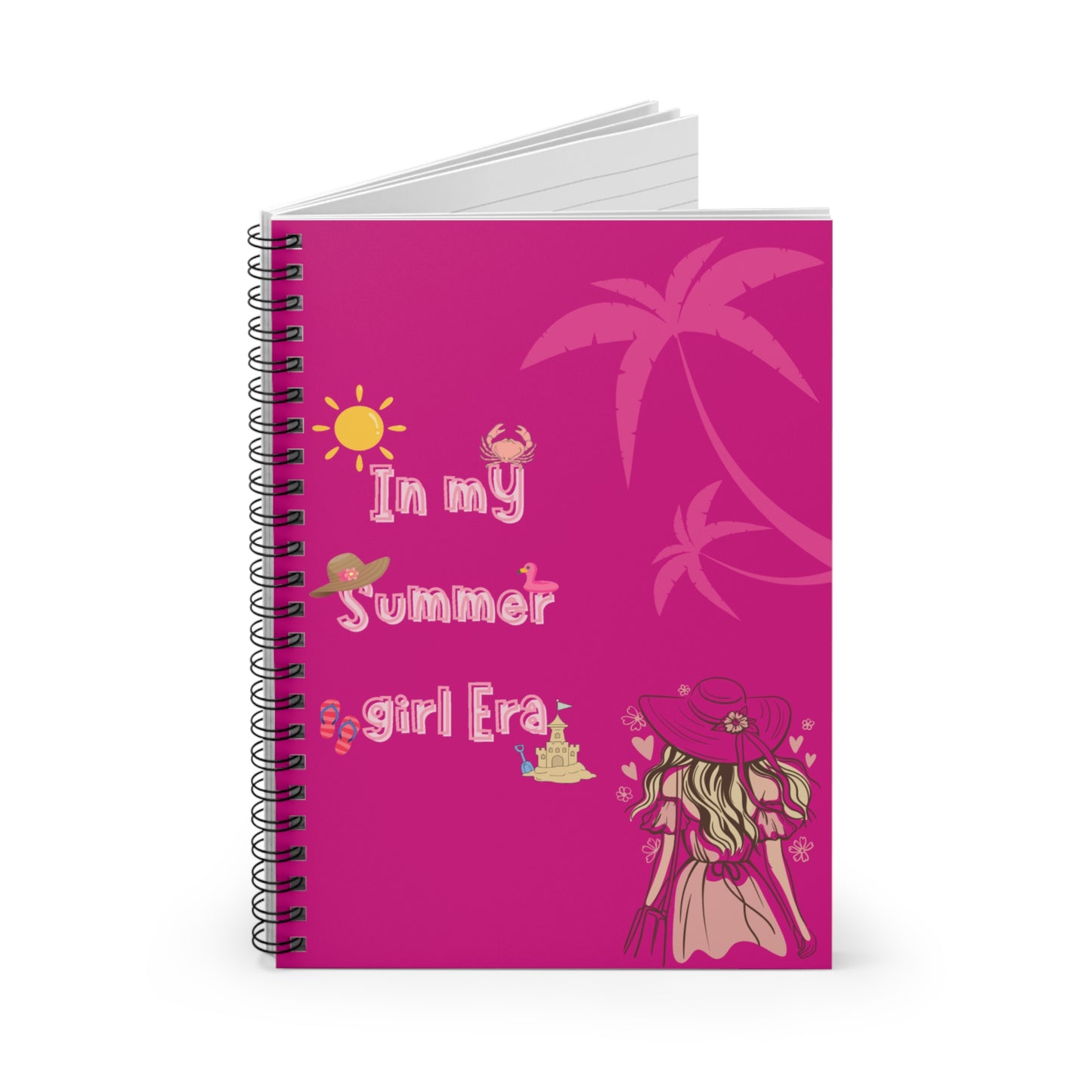 Summer Girl Era Pink Beach Spiral Notebook — "In My Summer Girl Era"