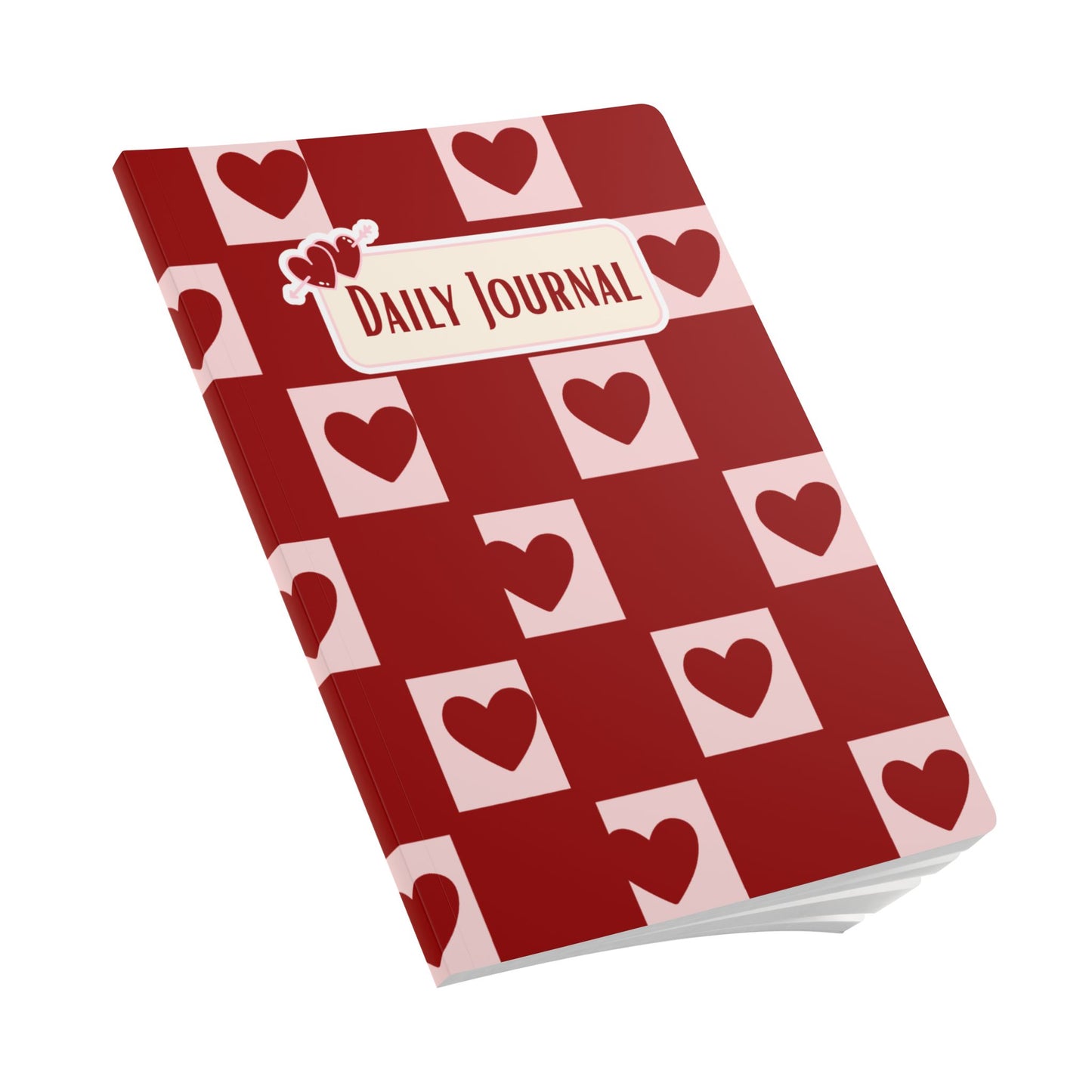 Heart Print Daily Journal Softcover Notebook