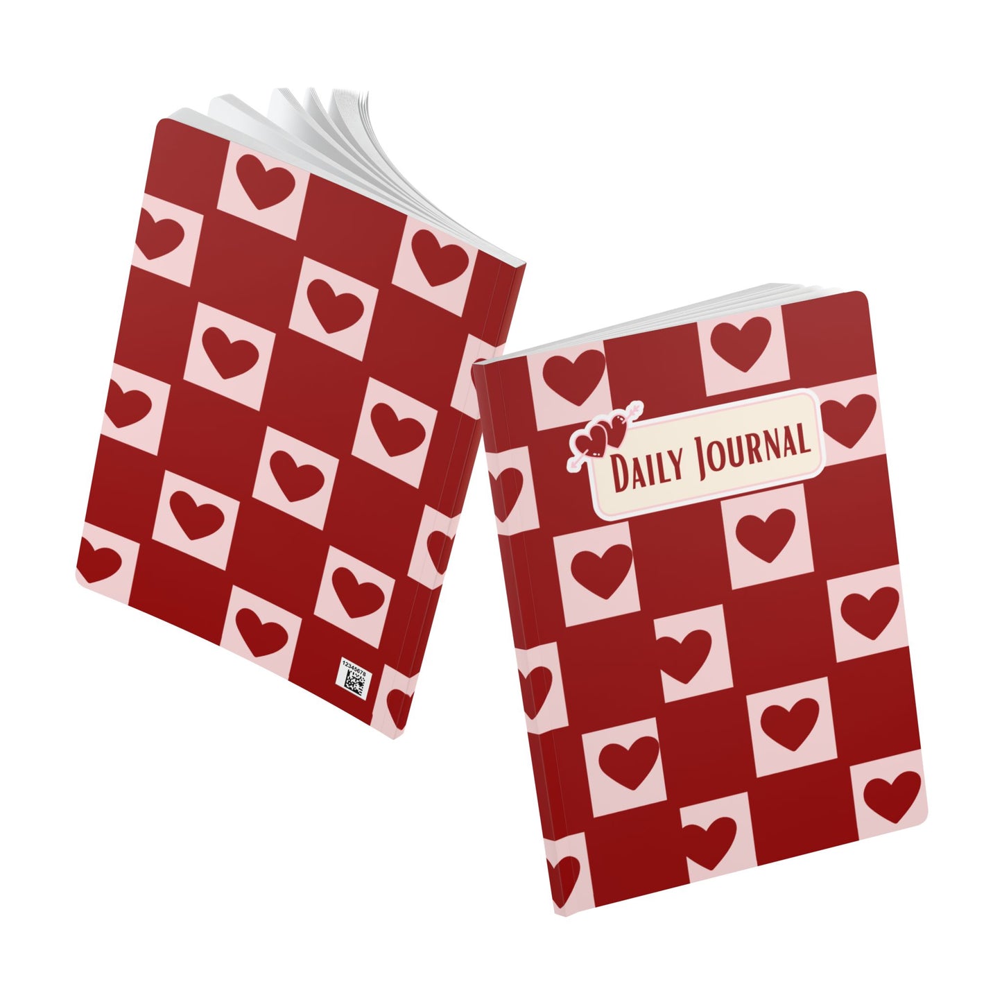 Heart Print Daily Journal Softcover Notebook