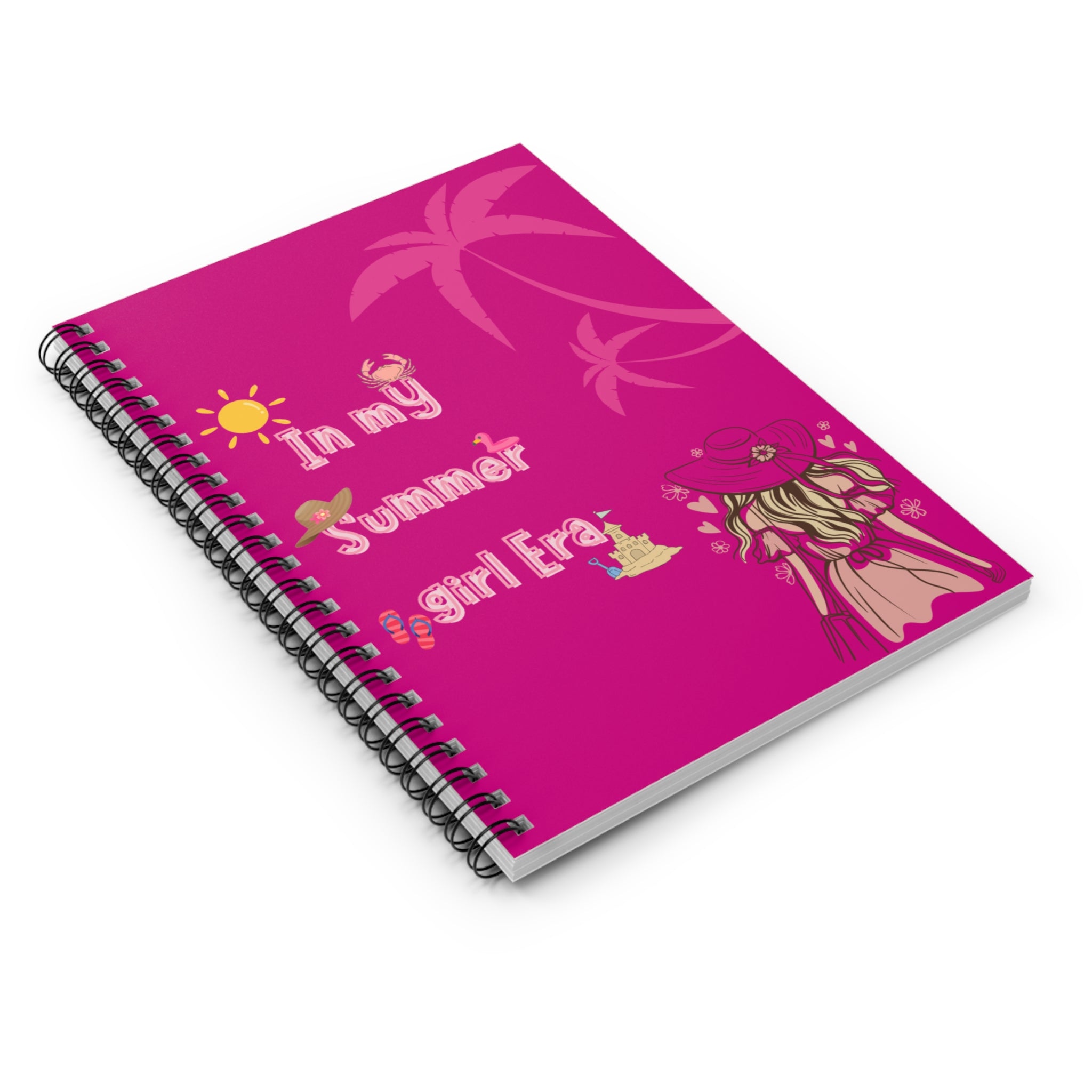 Summer Girl Era Pink Beach Spiral Notebook — "In My Summer Girl Era"
