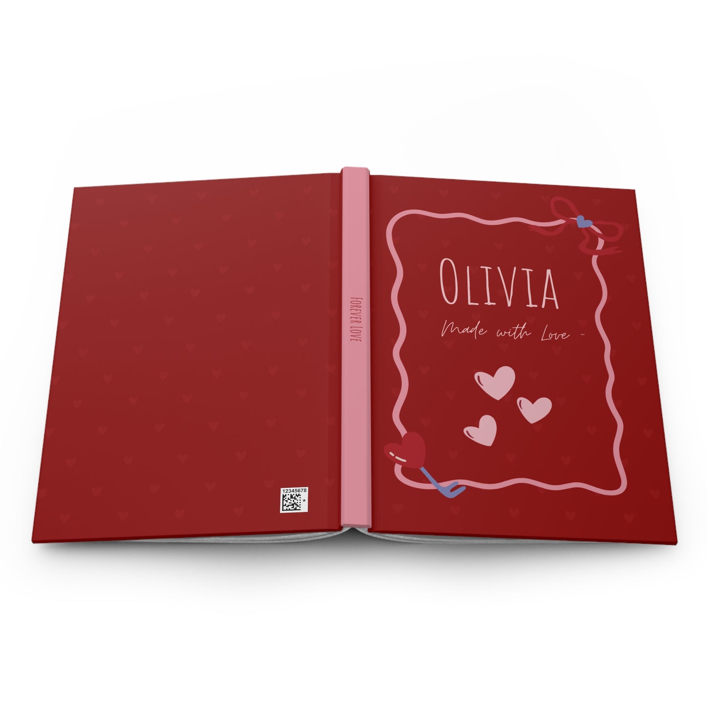 Personalized Heart Frame Hardcover Journal – Custom Red Love Notebook