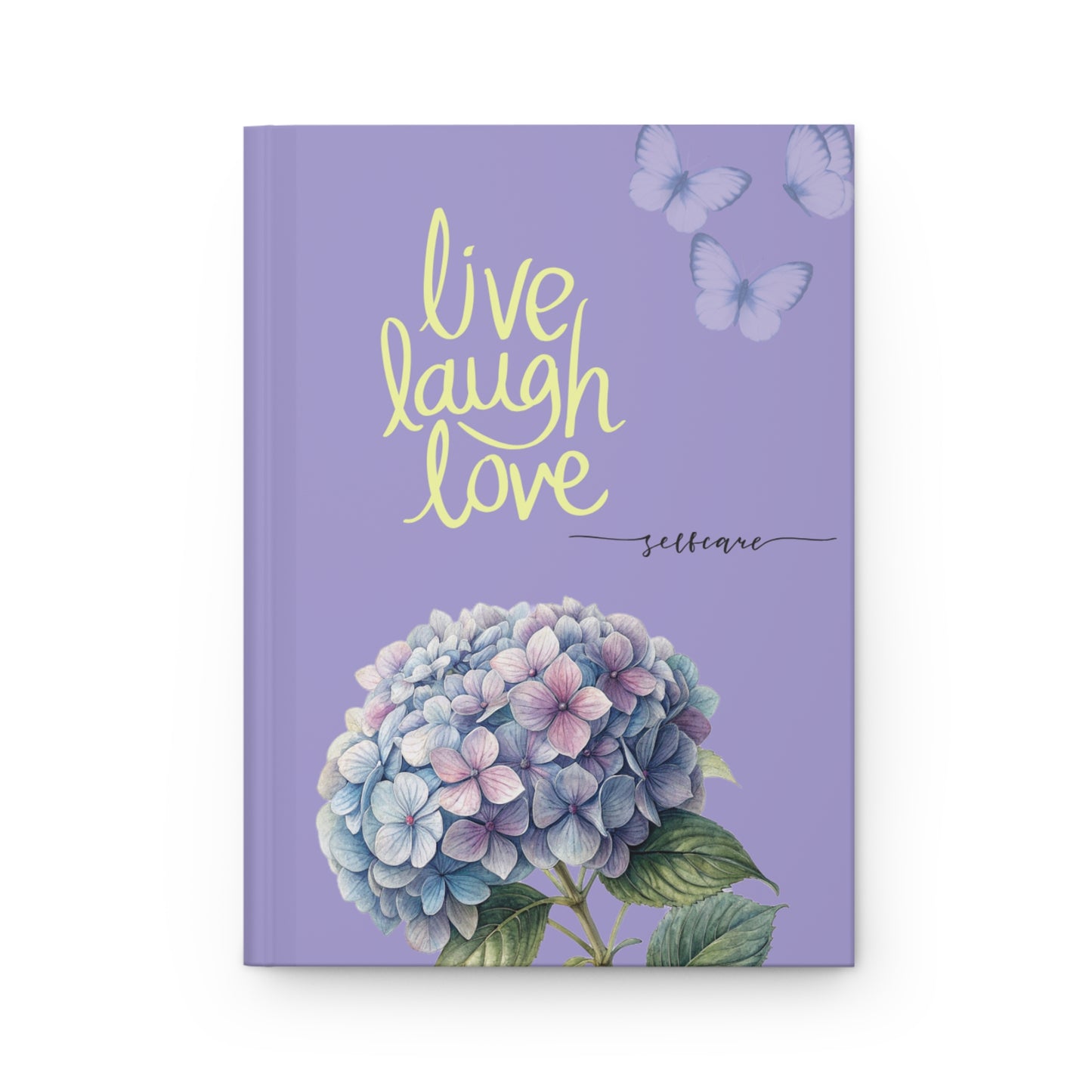Live Laugh Love Hardcover Journal – Purple Hydrangea Floral Notebook