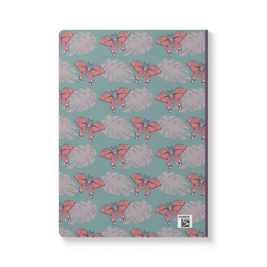 Moth & Monstera Softcover Journal — "Petals & Wings" Floral Nature Notebook