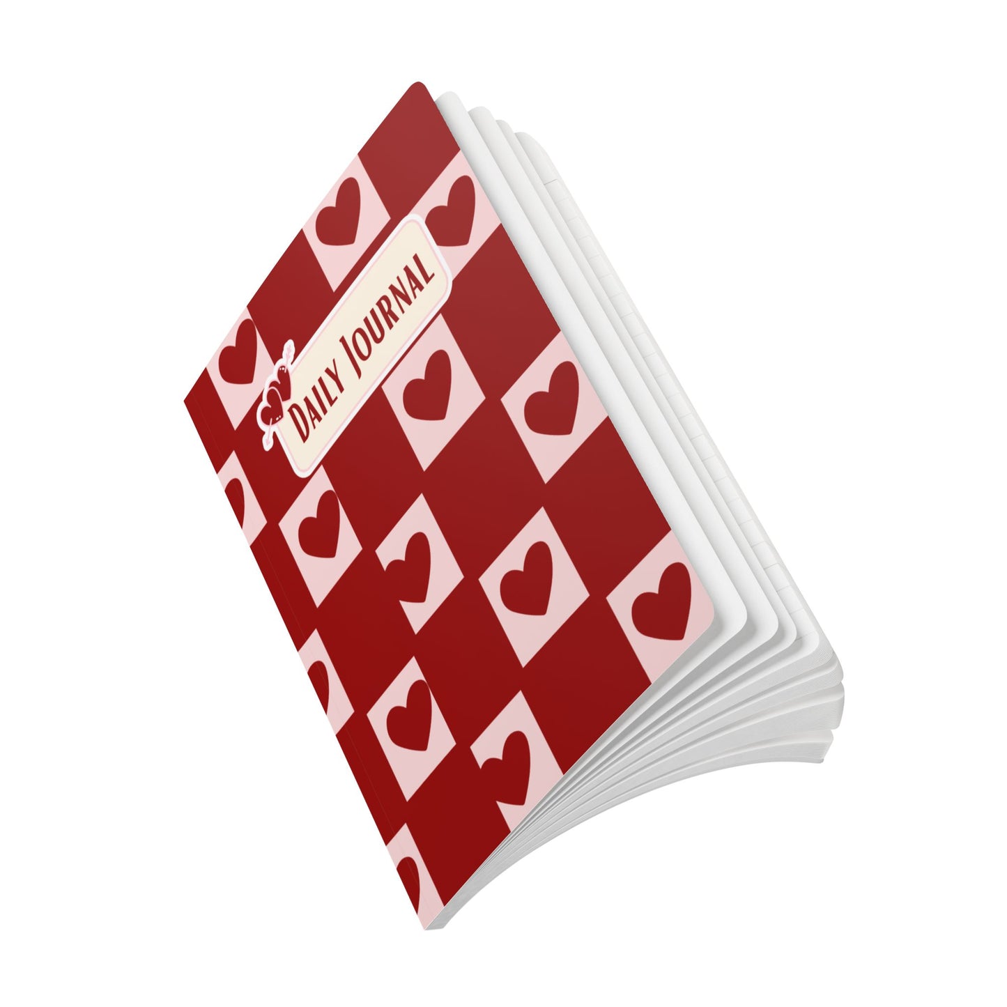 Heart Print Daily Journal Softcover Notebook
