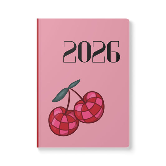 2026 Cherry Planner Ruled Journal — Pink Softcover Notebook