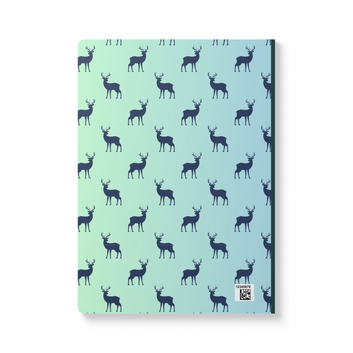 Deer Pattern Softcover Journal — Gradient Blue-Green Notebook with Inside Prints