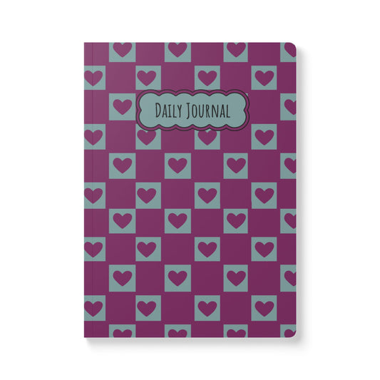 Heart Checkerboard Daily Journal Hardcover Notebook