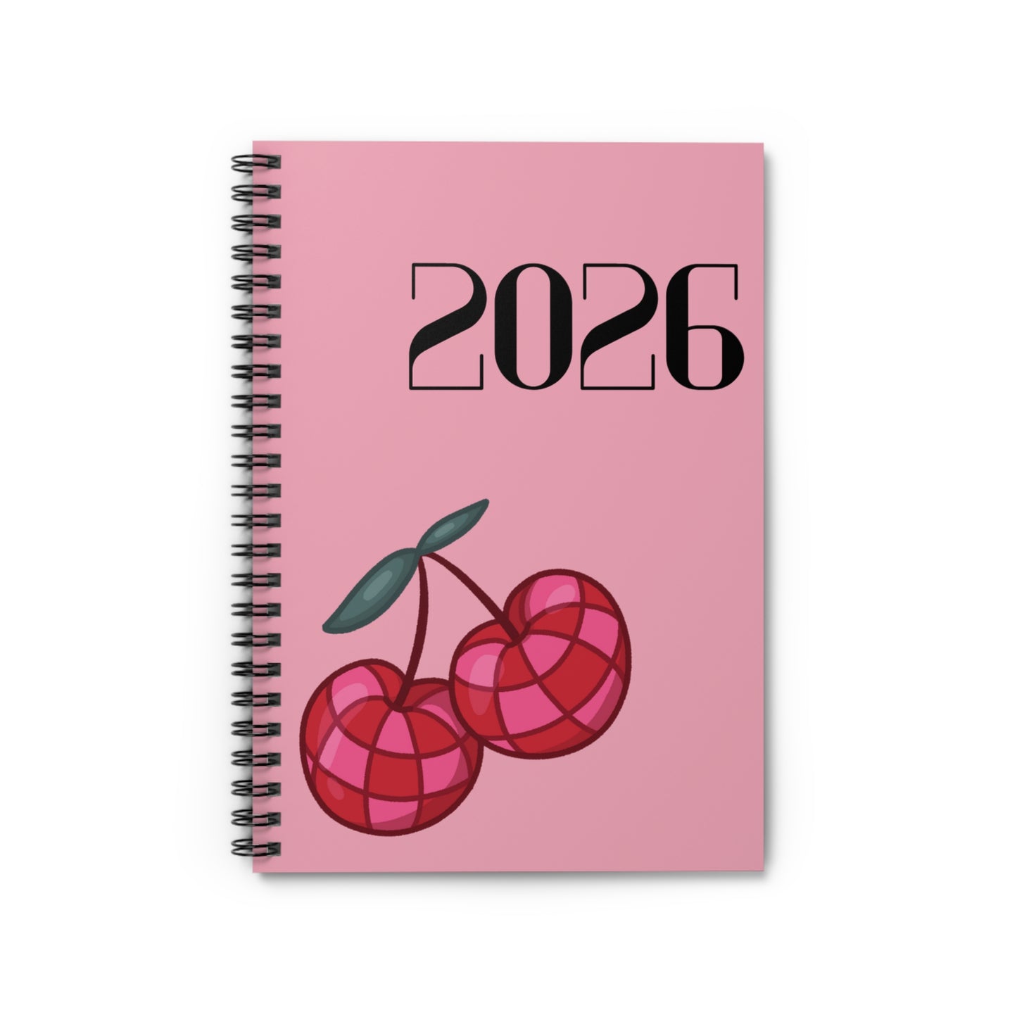 2026 Cherry Planner Spiral Notebook - Pink| Ruled Journal
