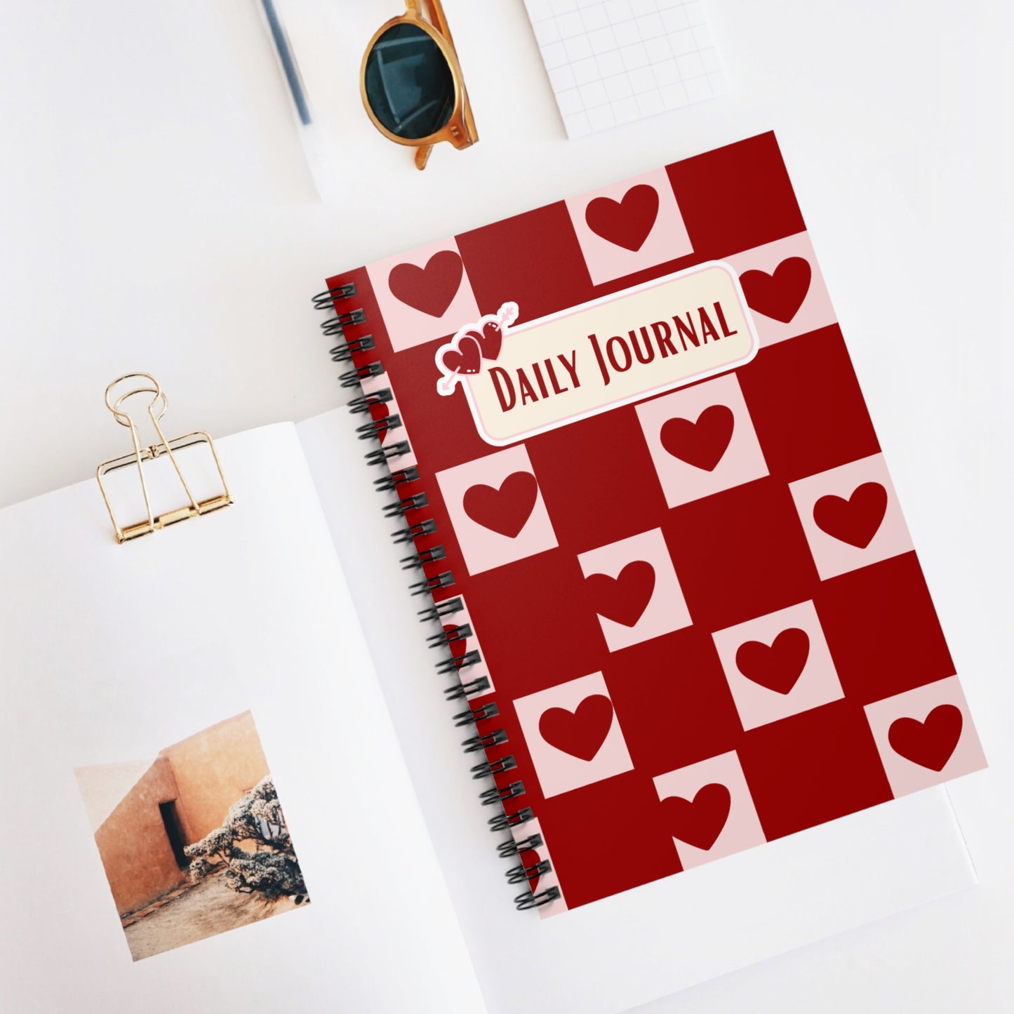 Spiral Cute Heart Design Lined Journal