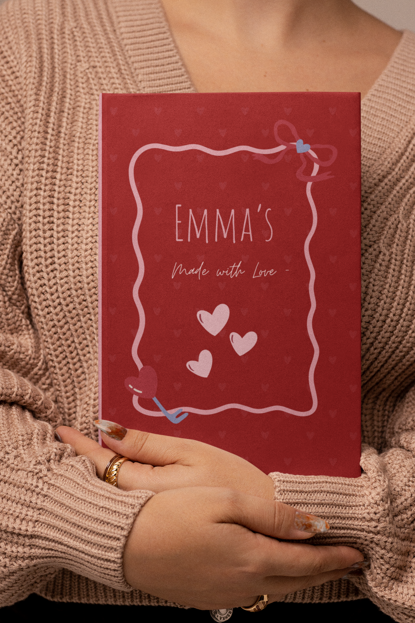 Personalized Heart Frame Hardcover Journal – Custom Red Love Notebook