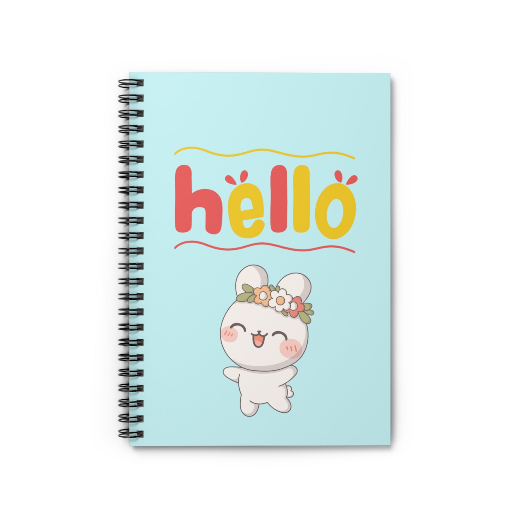 Hello Bunny Spiral Notebook — Cute Pastel Journal