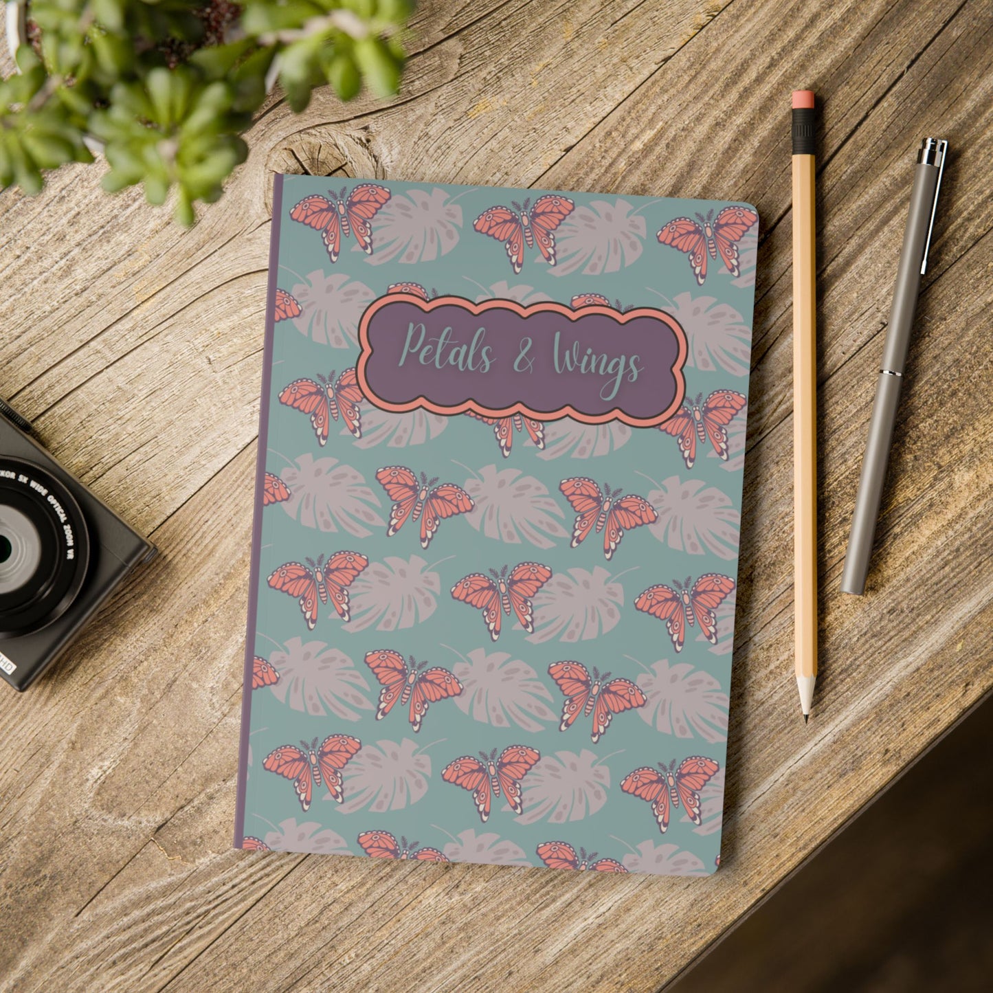 Moth & Monstera Softcover Journal — "Petals & Wings" Floral Nature Notebook