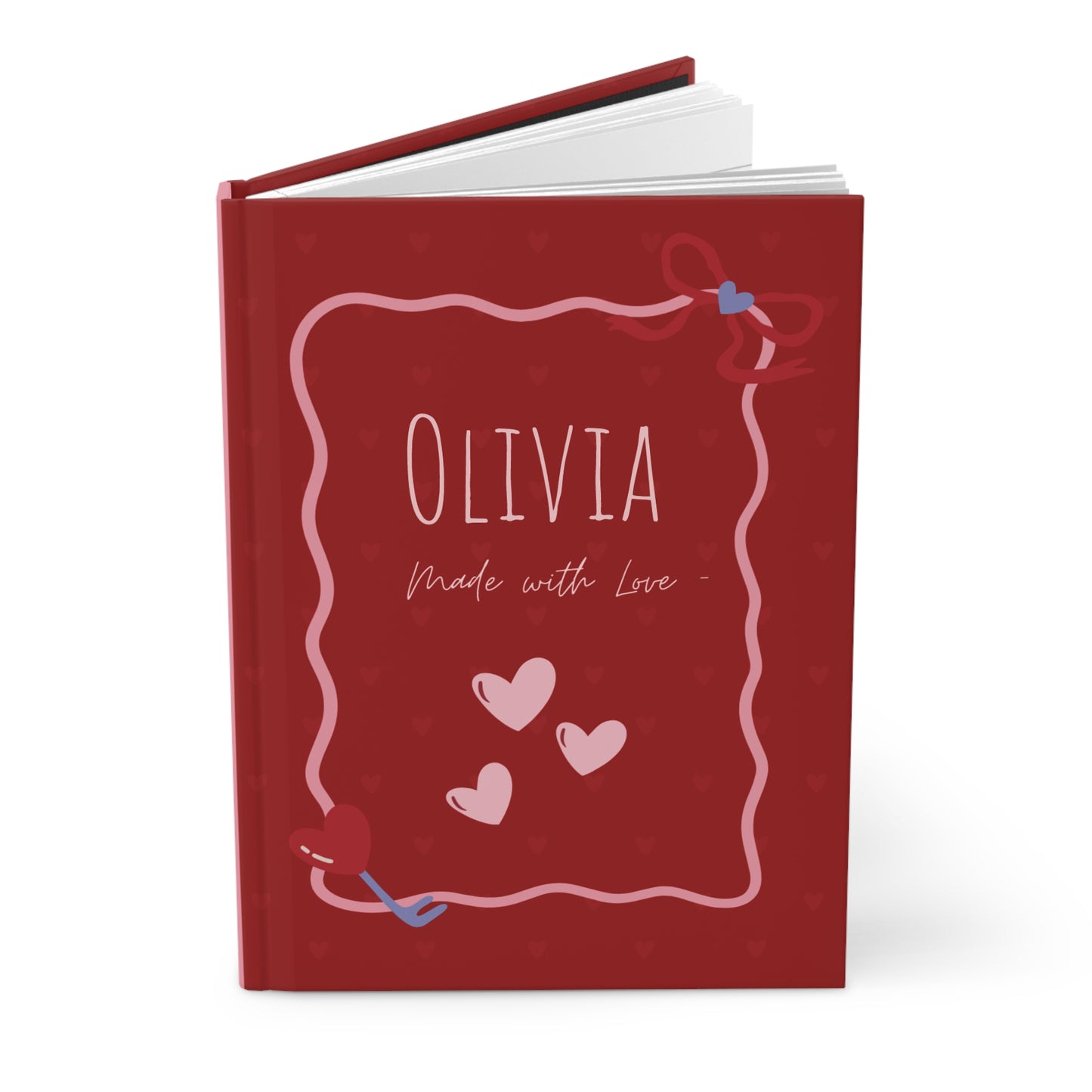 Personalized Heart Frame Hardcover Journal – Custom Red Love Notebook