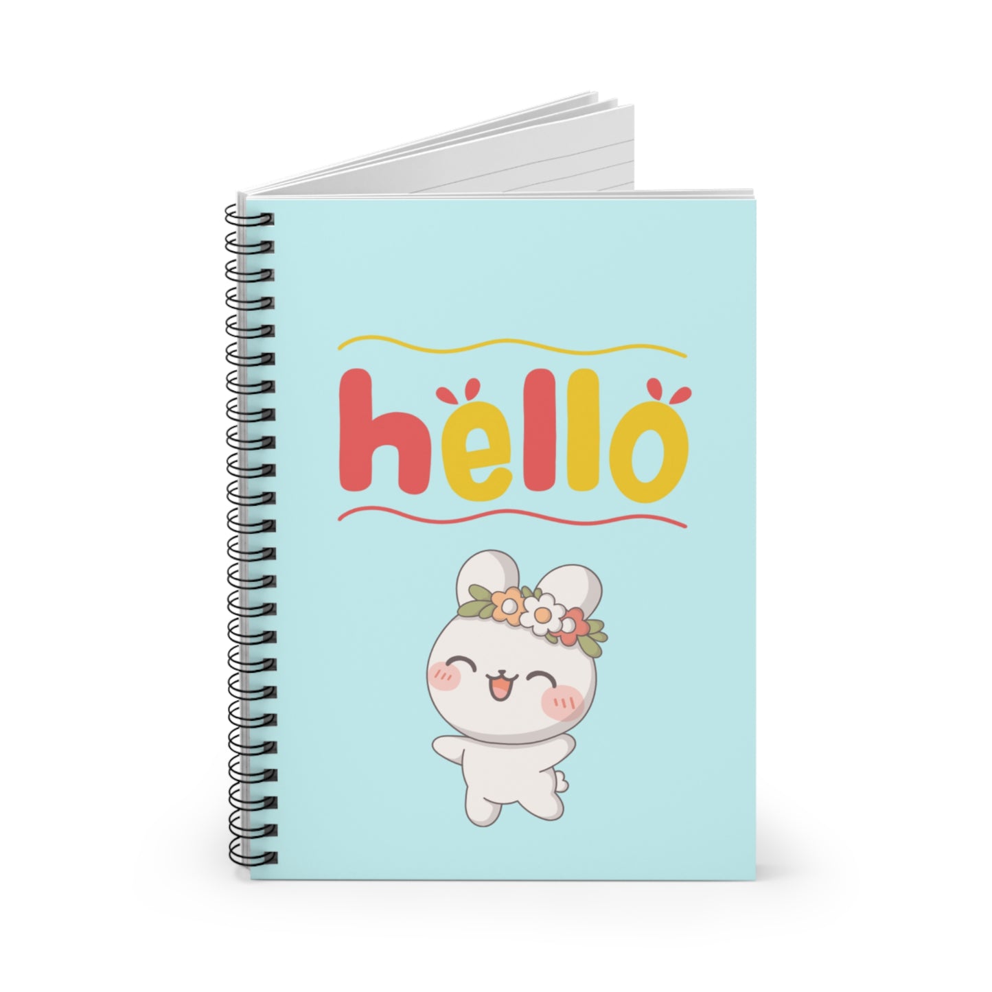 Hello Bunny Spiral Notebook — Cute Pastel Journal