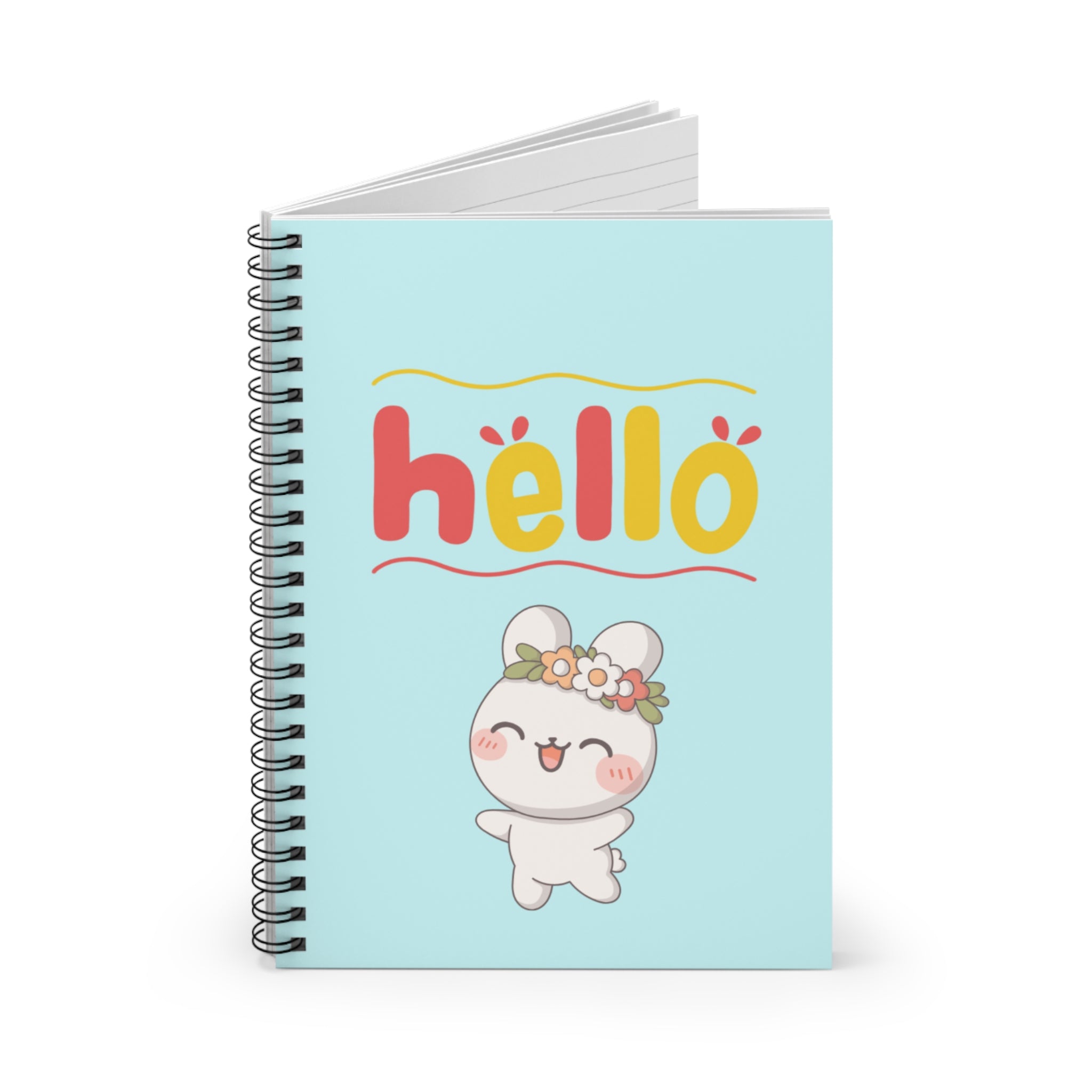 Hello Bunny Spiral Notebook — Cute Pastel Journal