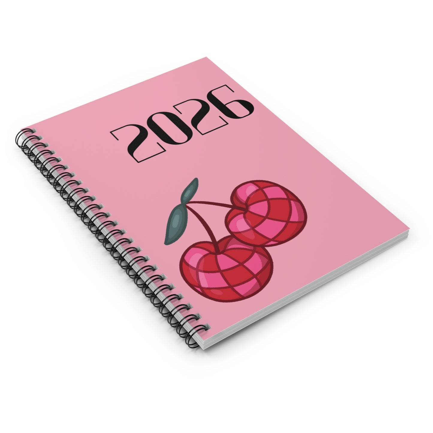 2026 Cherry Planner Spiral Notebook - Pink| Ruled Journal