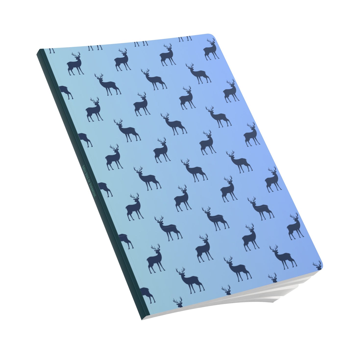 Deer Pattern Softcover Journal — Gradient Blue-Green Notebook with Inside Prints