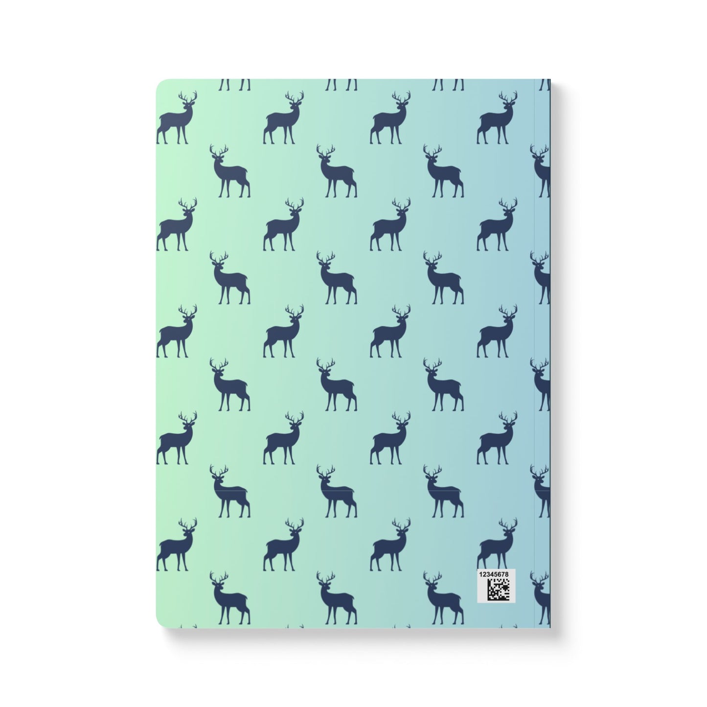 Deer Pattern Softcover Journal — Gradient Blue-Green Notebook with Inside Prints