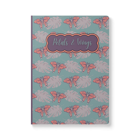 Moth & Monstera Softcover Journal — "Petals & Wings" Floral Nature Notebook