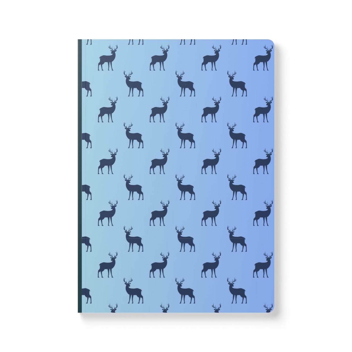 Deer Pattern Softcover Journal — Gradient Blue-Green Notebook with Inside Prints