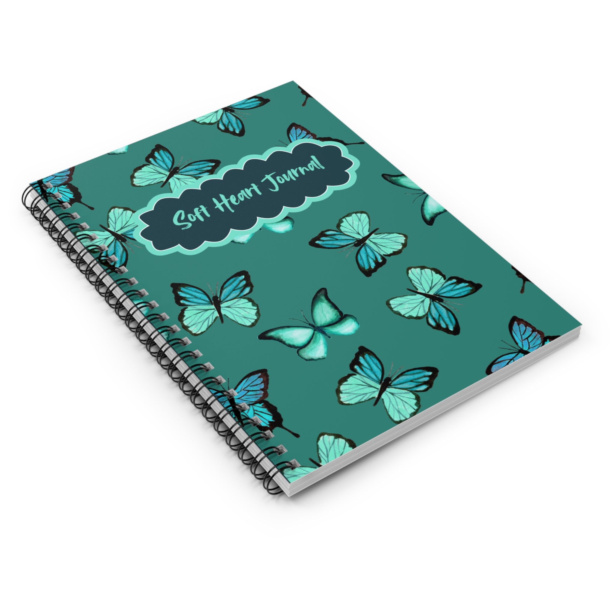 Soft Heart Butterfly Ruled Spiral Notebook