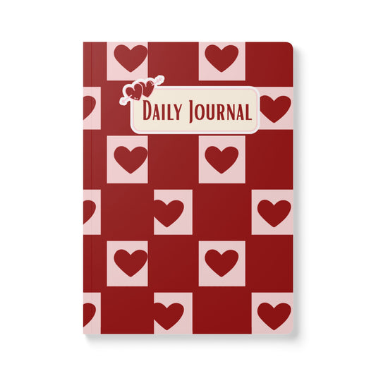 Heart Print Daily Journal Softcover Notebook