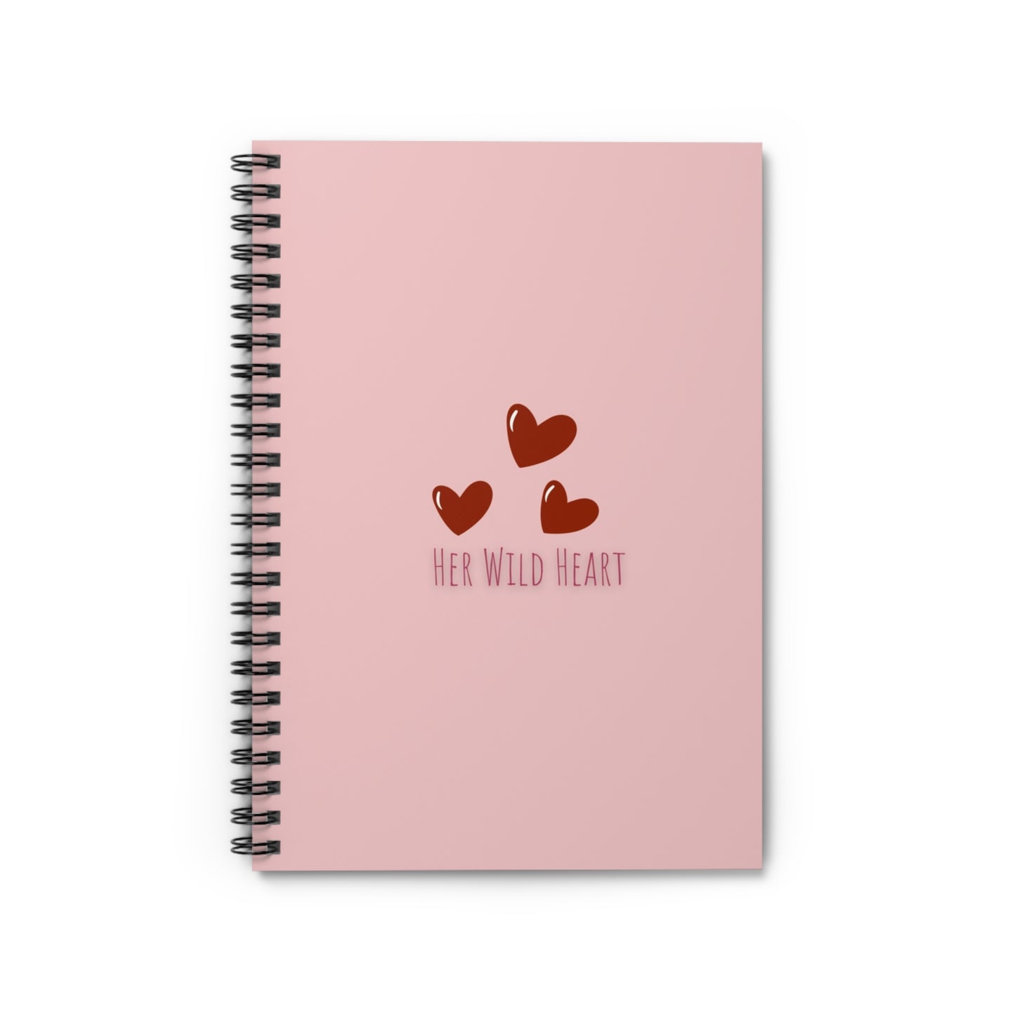 Her Wild Heart Pink Spiral Notebook — Ruled Journal with Heart Design