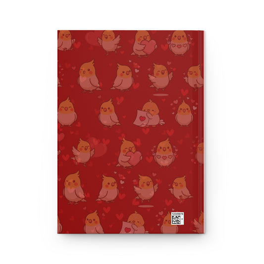 Personalized Valentine Hardcover Journal | Cockatiel Heart Balloon Notebook | Custom Love Notes Gift