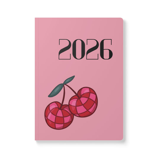 2026 Cherry Planner Ruled Journal — Pink Softcover Notebook