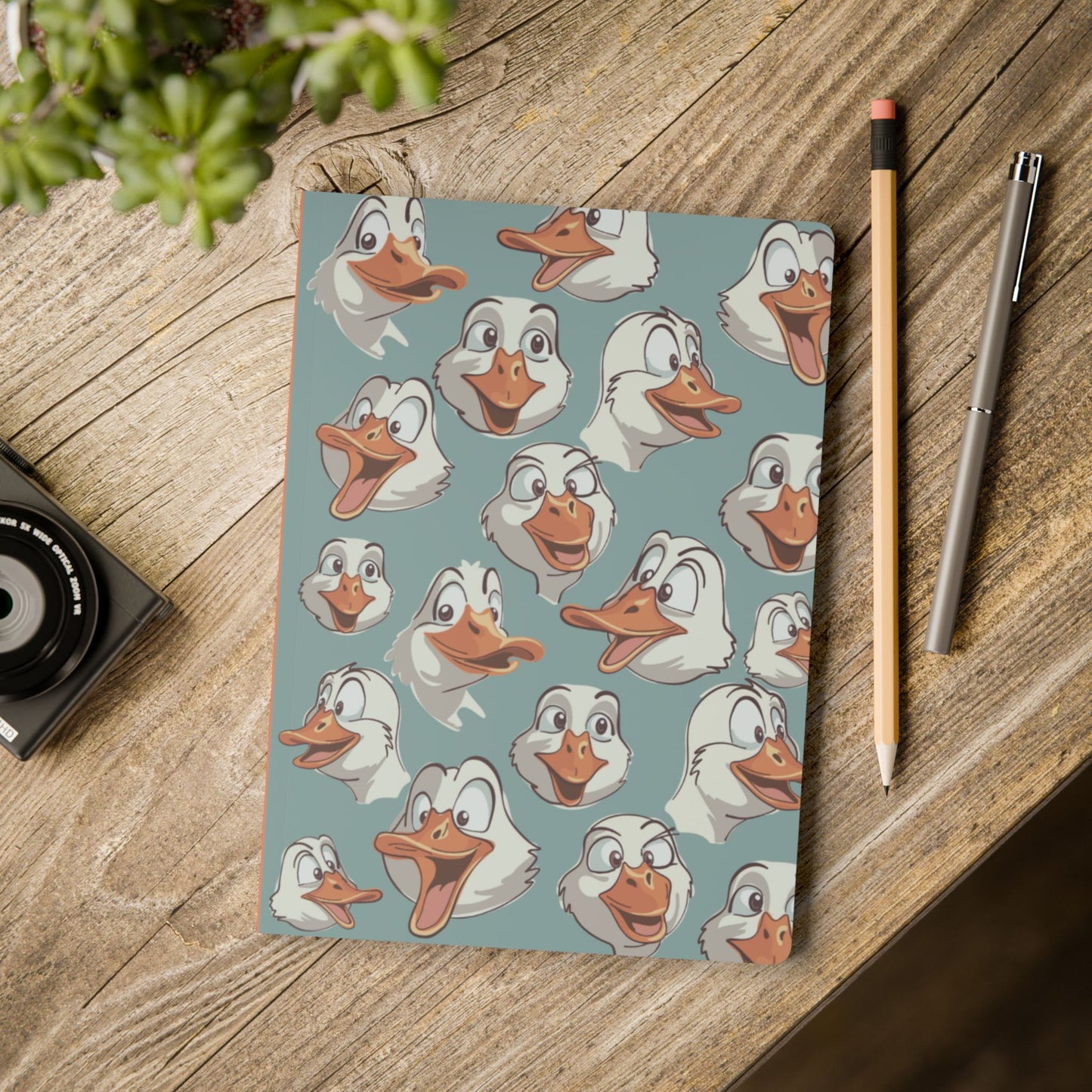 Goofy Duck Faces Softcover Journal — Cute Cartoon Duck Notebook