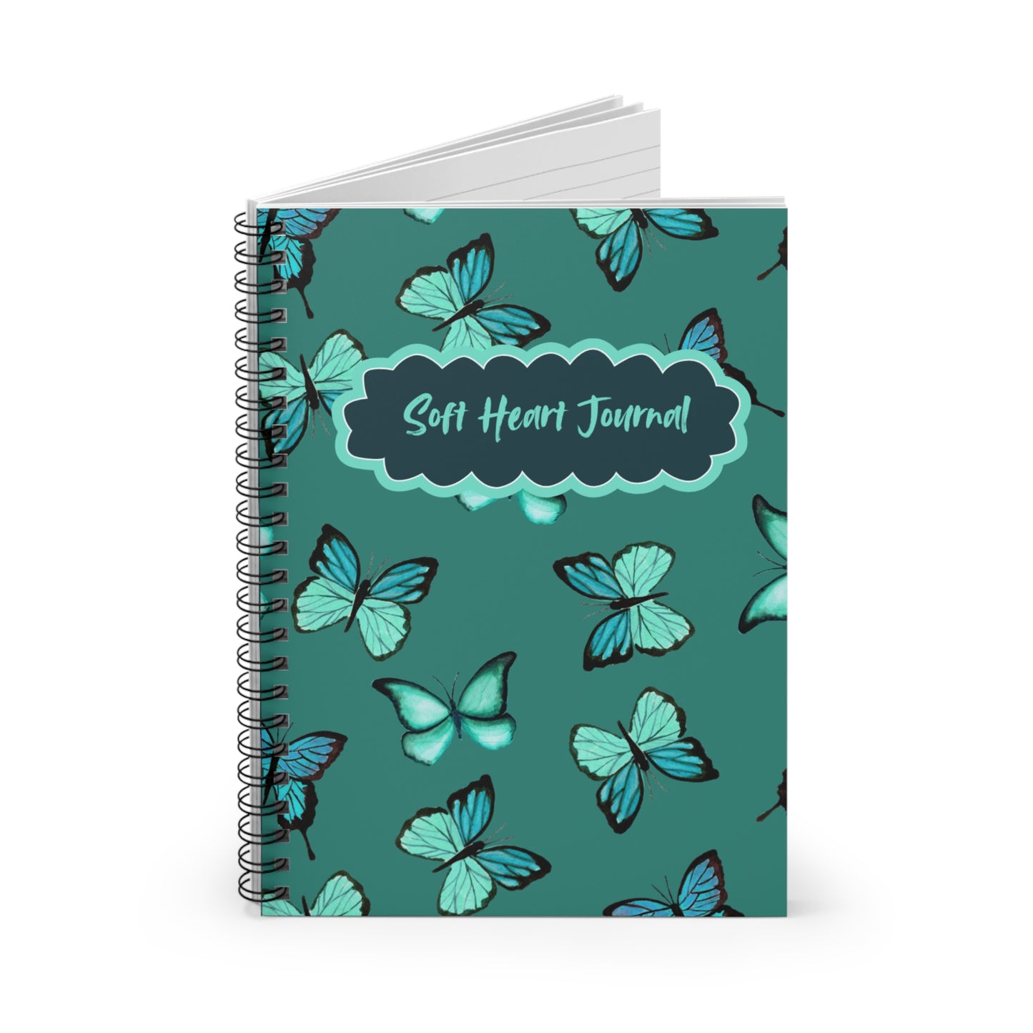 Soft Heart Butterfly Ruled Spiral Notebook