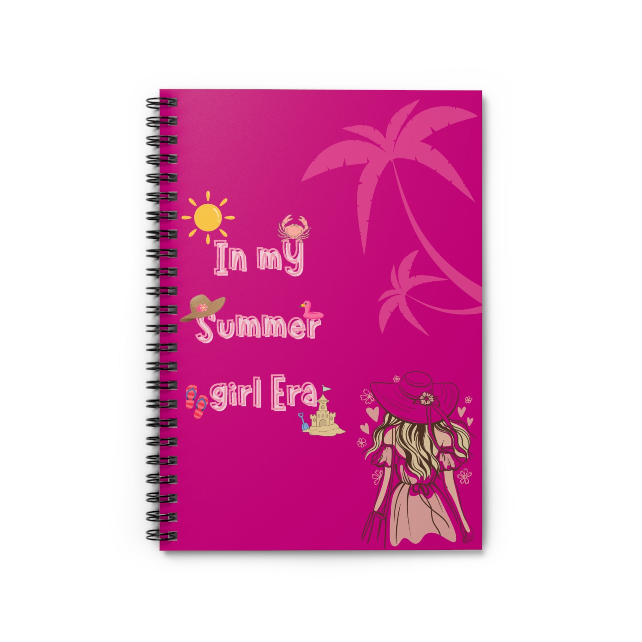 Summer Girl Era Pink Beach Spiral Notebook — "In My Summer Girl Era"